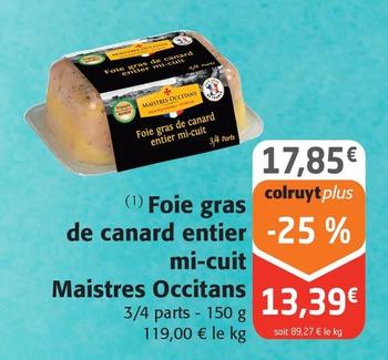 Maistres Occitans - Foie Gras De Canard Entier Mi-cuit
