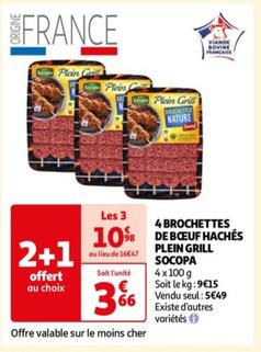 Socopa - 4 Brochettes De Boeuf Hachés Plein Grill offre à 3,66€ sur Auchan Hypermarché