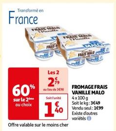 Malo - Fromage Frais Vanille offre à 1,99€ sur Auchan Hypermarché