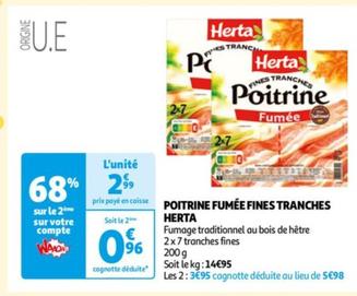 Herta - Poitrine Fumée Fines Tranches offre à 2,99€ sur Auchan Hypermarché