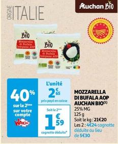 Auchan - Mozzarella Di Bufala AOP Bio offre à 2,65€ sur Auchan Hypermarché