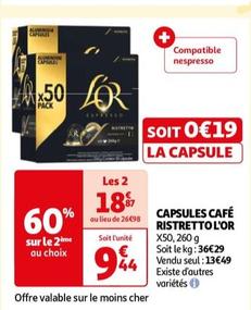 L'Or Espresso - Capsules Café Ristretto offre à 13,49€ sur Auchan Hypermarché
