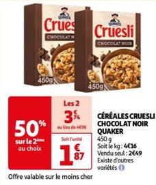 quaker - céréales cruesli chocolat noir 