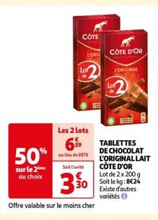 Côte D'or - Tablettes De Chocolat L'original Lait offre à 3,3€ sur Auchan Hypermarché