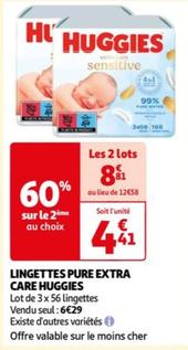 Huggies - Lingettes Pure Extra Care offre à 6,29€ sur Auchan Hypermarché