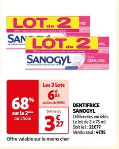 Sanogyl - Dentifrice offre à 4,95€ sur Auchan Hypermarché