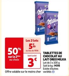 milka - tablettes de chocolat au lait oreo 