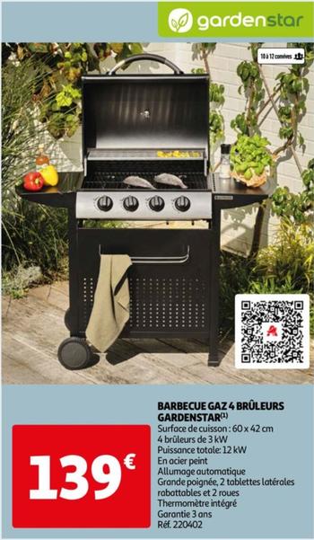 Gardenstar - Barbecue Gaz 4 Brûleurs offre à 139€ sur Auchan Hypermarché