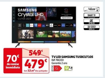 Samsung - Tv Led TU58CU7105 offre à 479€ sur Auchan Hypermarché