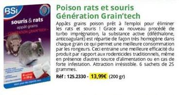 Bsi - Poison Rats Et Souris Génération Grain'Tech offre à 13,99€ sur Magellan