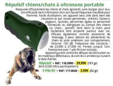 Répulsif Chiens/Chats À Ultrasons Portable offre à 39,99€ sur Magellan