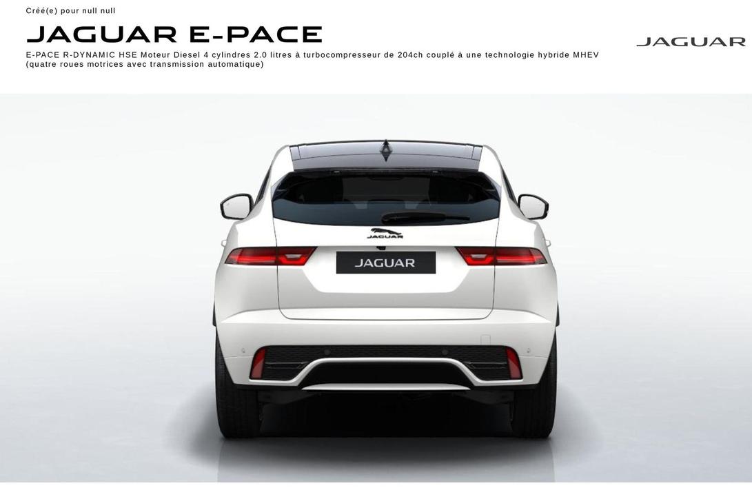 Jaguar E-Pace offre sur Jaguar