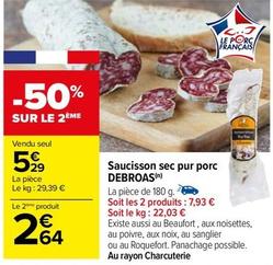 Saucisson sec offre sur Carrefour