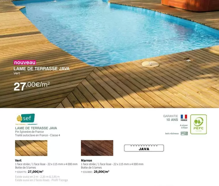 Lame De Terrasse Java offre à 27€ sur VM