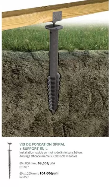 Vis De Fondation Spiral + Support En L offre à 69,95€ sur VM