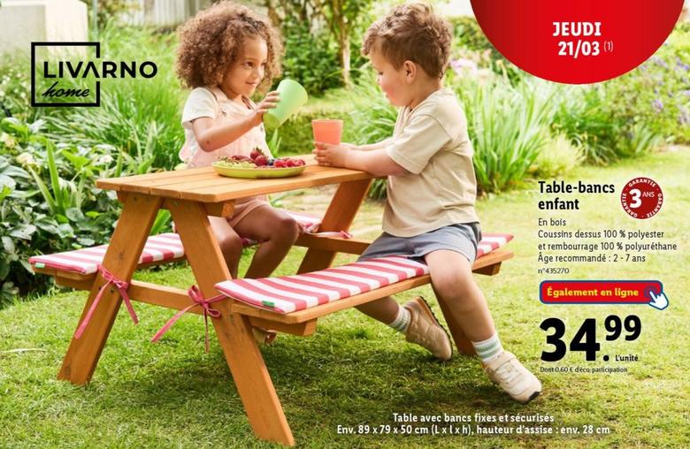 Livarno - Table-Bancs Enfant