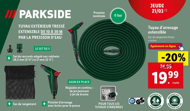 Parkside - Tuyau D'arrosage Extensible