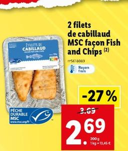 fish and chips - 2 filets de cabillaud msc façon
