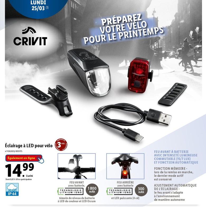 Crivit - Éclairage À Led Pour Vélo