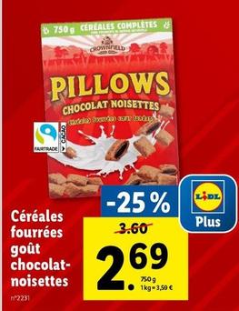 crownfield - céréales fourrées choco-noisettes : la gourmandise à petit prix !
