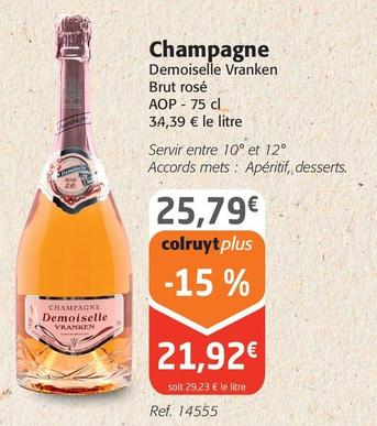 Vranken - Champagne offre à 21,92€ sur Colruyt