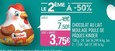 Kinder - Chocolat Au Lait Moulage Poule De Paques  offre à 5€ sur Supermarché Match