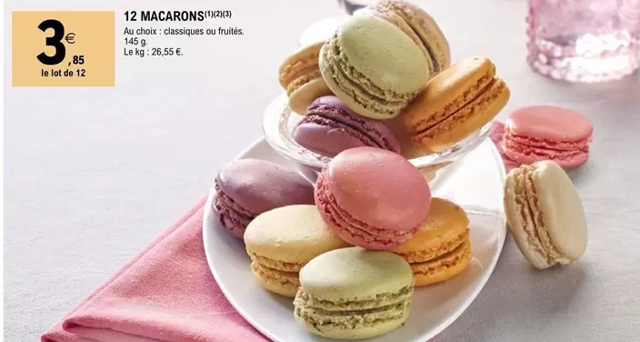 12 Macarons offre à 3,85€ sur E.Leclerc