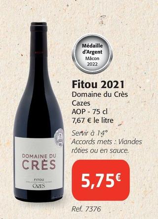 Domaine Du Cres Cazes - Fitou 2021