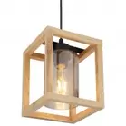 Suspension PETTEY en métal noir et bois MDF avec abat-jour en verre fumé  Globo offre à 99,9€ sur Keria Luminaires