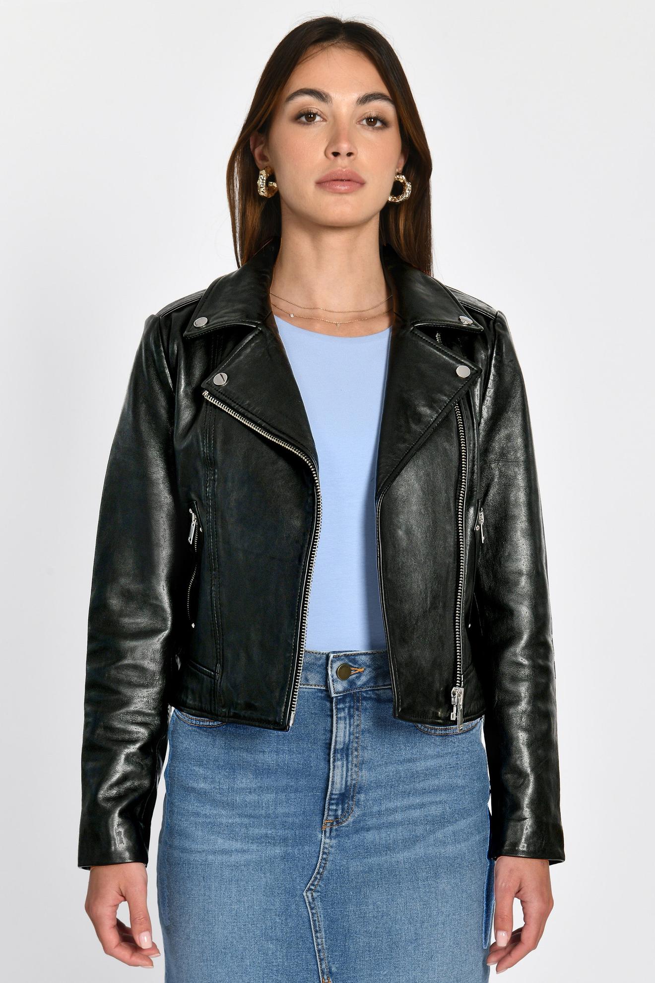 BLOUSON PERFECTO CUIR ROCK BLACK offre à 269€ sur Kookai