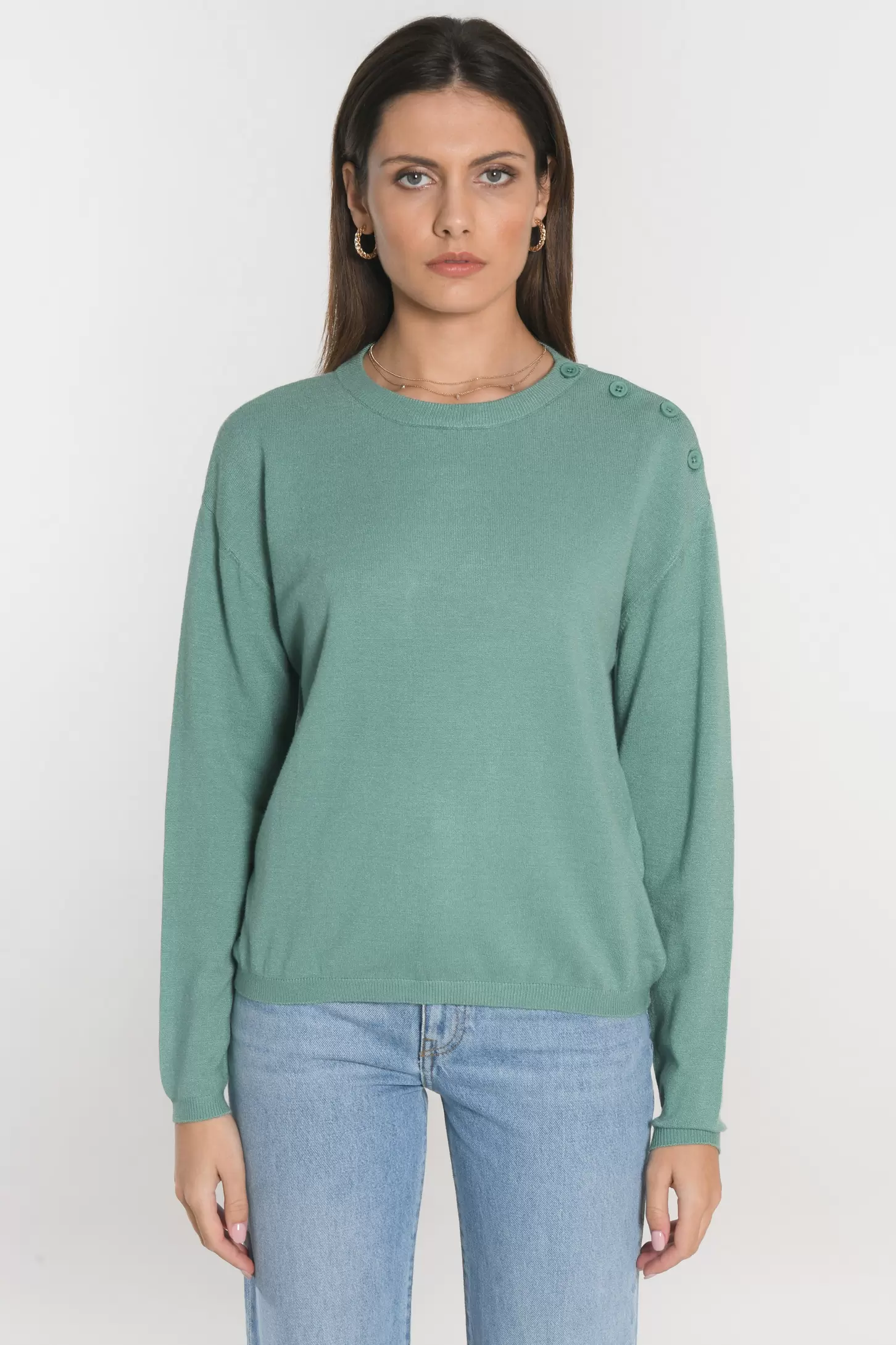 PULL BOUTONNE NOLWENN NEPTUNE GREEN offre à 55,3€ sur Kookai