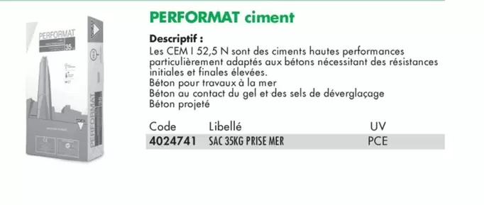 Vicat - Performat Ciment offre sur Ciffréo Bona