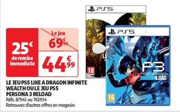 Sony - Le Jeu Ps5 Like A Dragon Infinite Wealth Oule Jeu Ps 5 Persona 3 Reload offre à 44,99€ sur Auchan Hypermarché