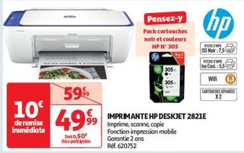 Hp - Imprimante Deskjet 2821E offre à 49,99€ sur Auchan Hypermarché