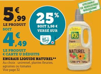 KB - Engrais Liquide Naturel offre à 5,99€ sur Hyper U