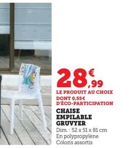 Chaise Empilable Gruvyer offre à 28,99€ sur Hyper U