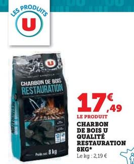 U - Charbon De Bois Qualité Restauration 8Kg offre à 17,49€ sur Hyper U