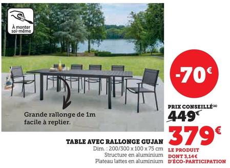 Table Avec Rallonge Gujan offre à 379€ sur Hyper U
