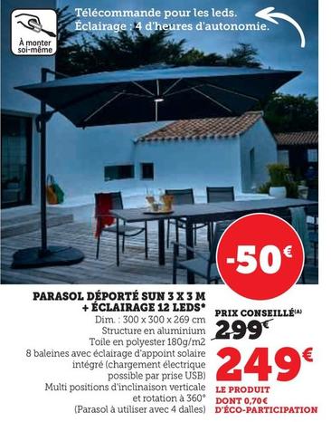 Parasol Deporte Sun 3 x 3 M + Eclairage 12 Leds  offre à 249€ sur Hyper U