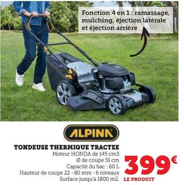 Alpinn - Tondeuse Thermique Tractee offre à 399€ sur Hyper U