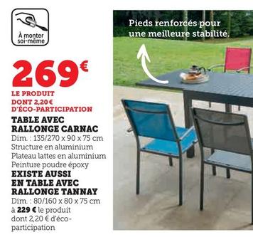 Table Avec Rallonges Carnac  offre à 269€ sur Hyper U
