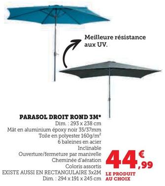 Parasol Droit Rond 3M  offre à 44,99€ sur Hyper U
