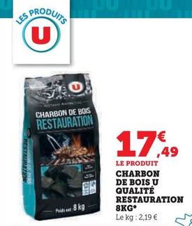 U - Charbon De Bois Qualité Restauration 8kg offre à 17,49€ sur Super U