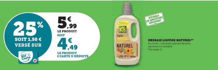KB - Engrais Liquide Naturel offre à 5,99€ sur Super U