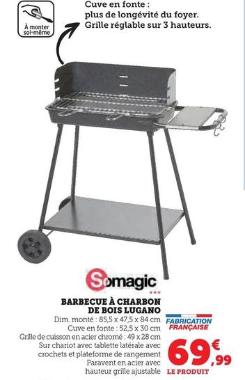 Somagic - Barbecue À Charbon De Bois Lugano offre à 69,99€ sur Super U