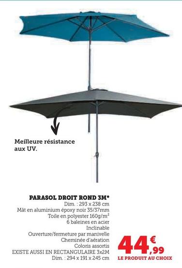 Parasol Droit Rond 3m offre à 44,99€ sur U Express