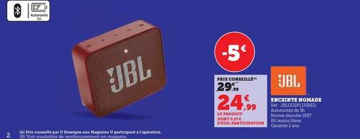 Jbl - Enceinte Nomade  offre à 24,99€ sur Super U