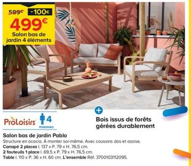 Proloisirs - Salon Bas De Jardin Pablo offre à 499€ sur Castorama