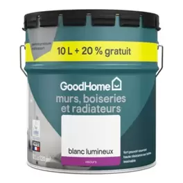 goodhome - peinture murs boiseries et métal haute résistance blanc velours 10l + 20% gratuit