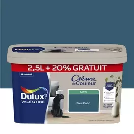 Dulux - Peinture Crème De Couleur Valentine Satin Bleu Paon 25l + 20% Gratuit